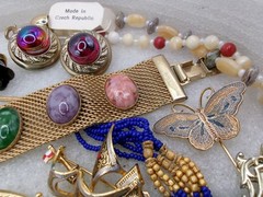 Mixed Lot~Antique & Older Vintage Jewelry~DAMASCENE~CLOISONNE~CZECH~1 925 PIN