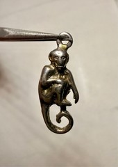 Vintage Signed 925 Sterling Silver Vermeil Capuchin Monkey Charm Pendant Signed