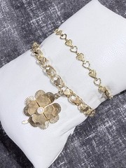 VINTAGE 14K GOLD LOT OF 2 HEART LINK BRACELETS 14.7 GRAMS WEARABLE BOTH MARKED