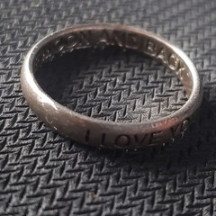 925 Sterling LA ROCKS “I Love You To The Moon & Back” Band Ring Size 8.75 J34