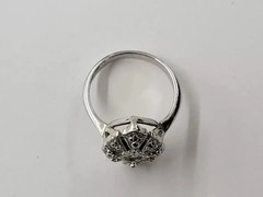 Art Deco Style Round Cut Lab Created Diamond 14k White Gold FN Wedding Ring