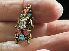 Hollycraft COPR 1950 Pastel Rhinestone Pendant Vintage Jewelry