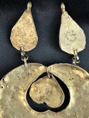 Vintage Brass Persian Kashmir Gemstone Necklace Hammered Bib Statement No Chain