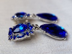 Vintage Style Cobalt Blue Teardrop Dangle Clip-On Earrings Statement Retro