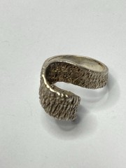 Vintage Half Loop Offset Textured 925 Silver Ring Rare Size 7.25 and 8 grams
