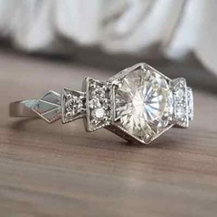 Antique Art Deco Round Cut Lab Created Diamond Womens Engagement 925 Silver Ring