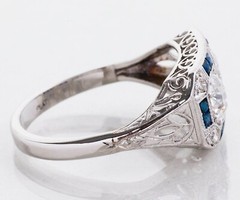 Art Deco Style Lab Created Diamond Engagement Wedding 14K White Gold Finish Ring
