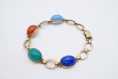 Vintage Gold Plated Sterling Silver 925 Carnelian Bracelet 7.5″