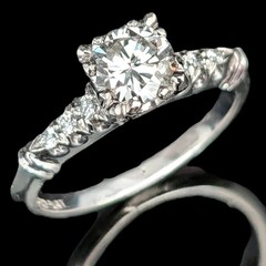 1950s Vintage Old GIA Cert. 0.96ct Diamond Platinum Engagement Ring Estate Gift
