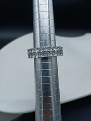 Vintage Eternity Band Ring Size 8 CZ Cubic Zirconia Multi Stone Silver Tone
