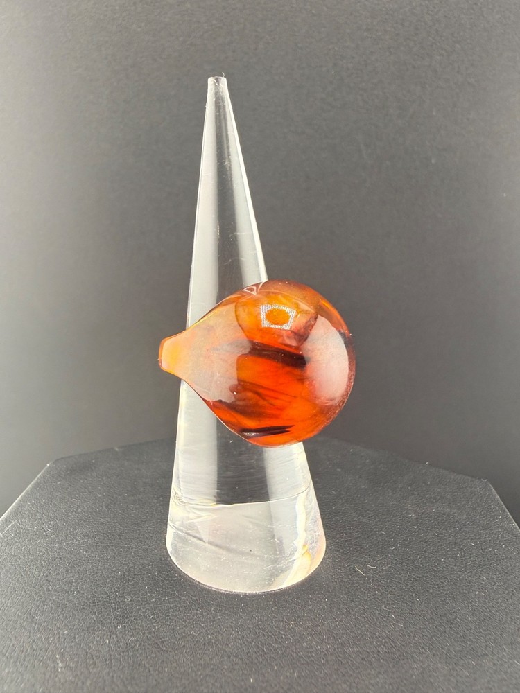 Vintage Bakelite Dome Ring Tested Orange Marbled Size 5.5