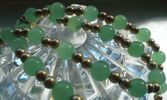 Set of 3 Icy Jade Jadeite Bead Necklaces Green Lavender Yellow Gold Tone Plate?