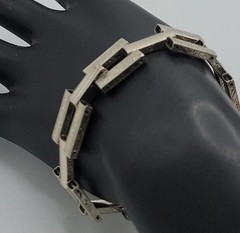 Sterling Silver Modernist Link Bracelet 16g Geometric Rectangular Links Vintage