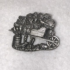 Wheelbarrow Cart With Roses Birds And Blooms Pin Brooch Garden Lim Ed Vtg 2001