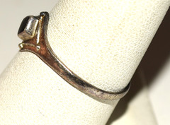 Vtg Black Onyx Marquise Shape Studded Sterling Silver Ring 1.5 Grams Size 8.75