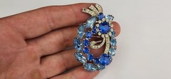 Vintage EISENBERG ICE Blue Glass Rhinestone Designer Signed Brooch
