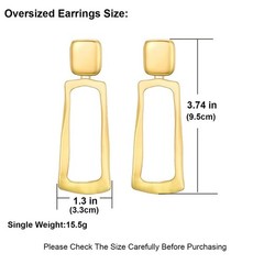 Matte Gold Silver Geometry Clip On Earrings for Women Retro Drop Clip Earring…
