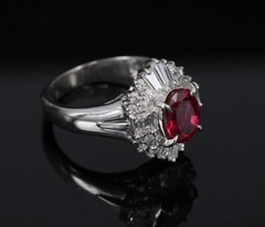 Fine 1.22ct GIA Certified Ruby & 0.54ct Diamond Platinum Ring, Size 4.75