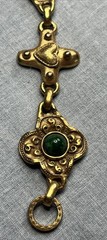 Robert Rose Bracelet VTG Thick Gold Tone Hearts Stones Artisan Links 7” 1990s