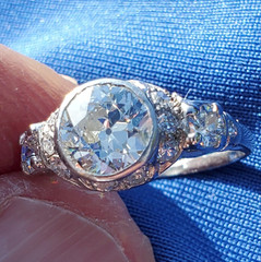 Original EARTH MINED DIAMOND Deco Engagement RING Vintage PLATINUM Solitaire S 5