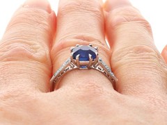 2.70Ct Burmese Sapphire and 0.24Ct Diamond Platinum Solitaire Ring Circa 1925