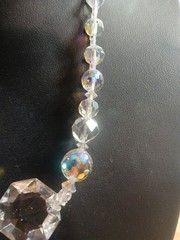Vtg Art Deco Rock Crystal Faceted Bead 16.5” Necklace/choker