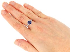 2.70Ct Burmese Sapphire and 0.24Ct Diamond Platinum Solitaire Ring Circa 1925