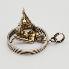 Modernist Woman Thinker Dimensional Figure in Circle Vintage Pendant Charm
