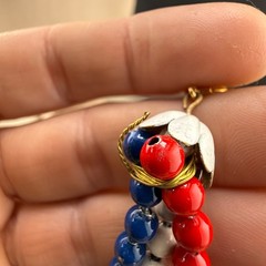 Vintage Necklace Bangle Bracelet Set Patriotic Red White Blue 4th of July 25”
