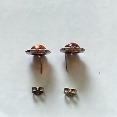 Vintage 925 Sterling Silver Baltic Amber Flower Petal Stud Post Earrings Cognac