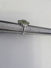 Sterling Silver .925 Manchurian PERIDOT pear Oval Stones Rhodium Coated Sz.5.75
