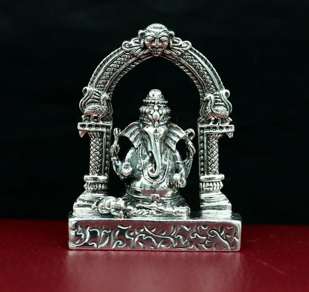 925 pure silver God Ganesha statue, figurine, puja article home temple art03