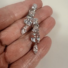 Sterling Silver CZ Drop Dangle Earrings Cushion Marquise Triangular 1.25″ SJ 925