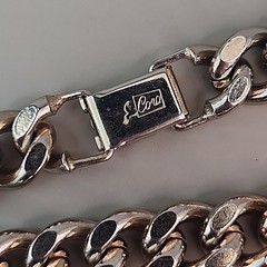 Vintage Coro Cuban Necklace Heavy Silver Tone Chunky SHORT 15″