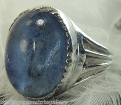 Vintage 40’s glass Blue Stone Sterling Silver 0.925 Ring size 4.5
