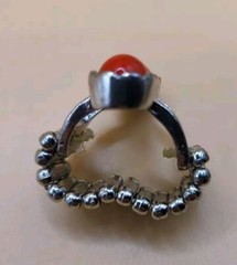 Vintage 3 Red Lucite Faux Stone Stretch Ring Silver tone One Size Fits All