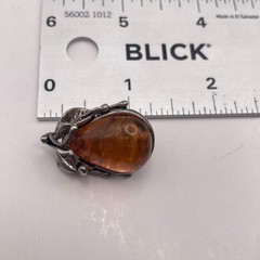 Vintage Brutalist Amber & Iridescent Aurora Borealis Resin Clip Earring Set 4pc