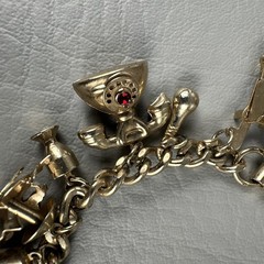 Vintage Charm Bracelet Windmill Well Cart Gold Tone Dutch Theme 7.5″
