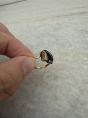 Vintage 10k Yellow Gold Diamond Art Deco Onyx Ring Size 5.25