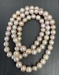 Vintage 10mm Semi-Baroque Lavender Pearl Necklace 30” US Seller