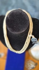 Circa 1950 NOS Marvella 3-Str Faux Pearl Necklace ,Original Tag,Box,Sterlinig