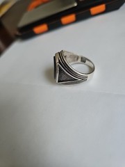 925 Sterling Silver Vintage Real Black Onyx Signet Ring Size 11.25