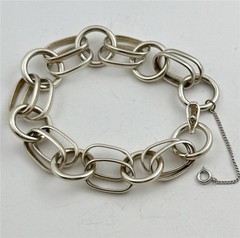 Taxco Mexico 925 Sterling Silver Chunky Links 38.4 grams Bracelet 8.5″ Long