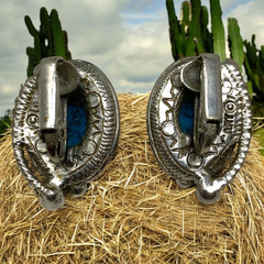 Vintage 1980’s ART Southwestern Howlite Silver Tone Leverback Earrings Cowgirl