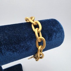 Vtg Chunky Maximal Art John Wind Matte Gold Tone Link Bracelet 6.75″