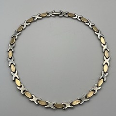 VTG 925 Sterling Silver Gold Vermeil XO Link 15.5” Chain Necklace Mexico 55g