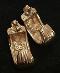 SAL Swarovski Pierced Earrings With White And Green Rhinestones