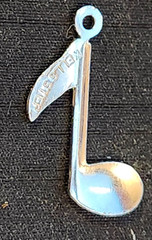Vintage WELLS Sterling Silver EIGHTH NOTE #1 Bracelet Charm, 0.68g, 3/4 in