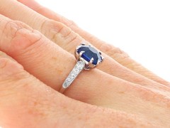 2.70Ct Burmese Sapphire and 0.24Ct Diamond Platinum Solitaire Ring Circa 1925