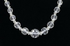 J4I Vintage Art Deco Sterling Silver Faceted Graduated Crystal Glass Necklace